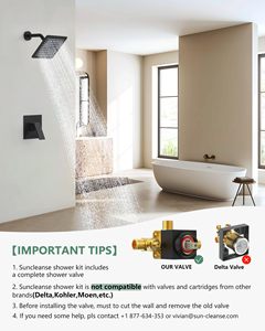 Matte đen vòi hoa sen vòi chức năng duy nhất lượng mưa vuông xử lý điều khiển vòi hoa sen đặt cupc vòi - Product Image 2