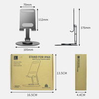 Support de téléphone rotatif à 360° en alliage d'aluminium, support de bureau pliable réglable, support de téléphone portable ergonomique portable pour la maison et le bureau