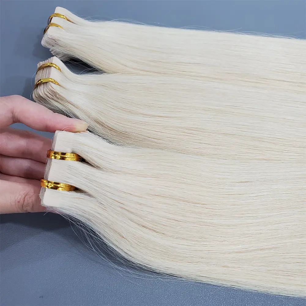 Hochwertige Virgin Remy Blonde Echthaar injektion Unsichtbares Klebeband Haar verlängerungen Volle Nagel haut Virgin Hair Extensions