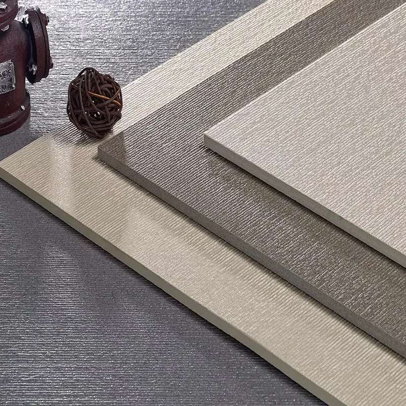 Carrelage de sol en porcelaine de haute qualité, impression 3d de soie, Texture brossée, blanc et Beige, antidérapant, complet, 1 pièce