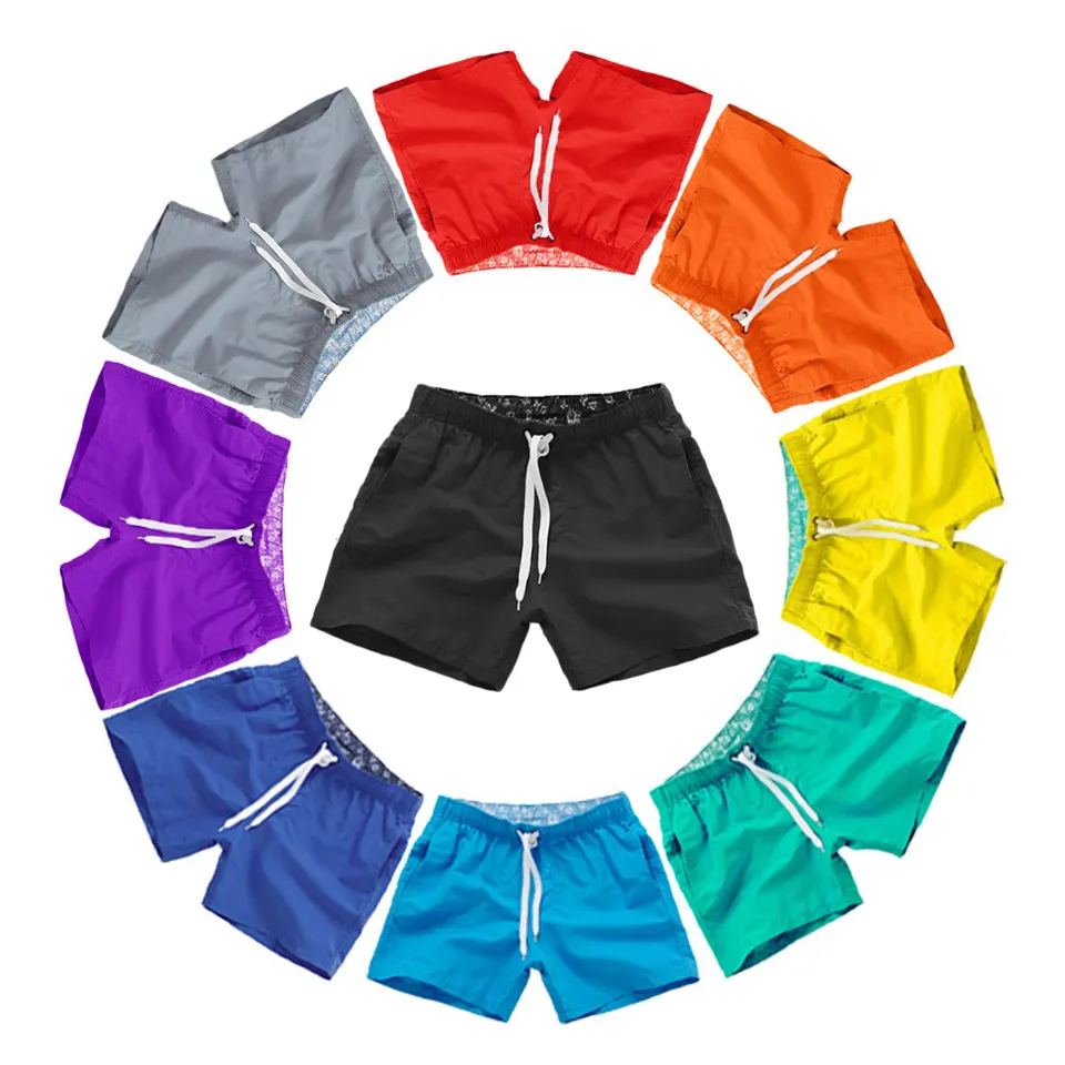 Cetak Logo Kustom Celana Pendek Pantai Pria, Pakaian Renang Papan Selancar Musim Panas Kasual Banyak Warna