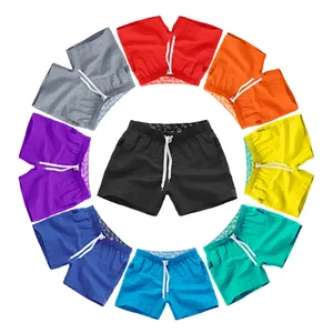 Pantalones cortos de playa en blanco multicolor con estampado de logotipo personalizado para hombre, pantalones cortos informales de verano para tabla de surf, pantalones cortos de baño para hombre, venta al por mayor