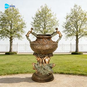 Vaso Decorativo Antico di Lusso in Bronzo con Statue delle Quattro Stagioni, Grande Statua Femminile Personalizzata per Giardini di Lusso - Product Image 4