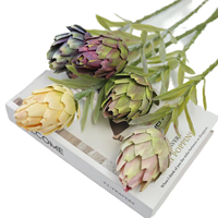 LO-75 Grosir 56CM Buatan Tangan Modern Buah Protea Mirip Thistle Berlapis Flocking Kerajinan Bunga Peony Palsu Realistis untuk Rumah