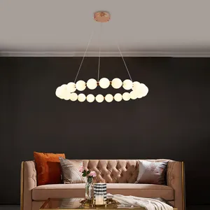 China Supplier Modern Home Living Room Gold White Hardware Aluminum Glass Led Pendant Lamp