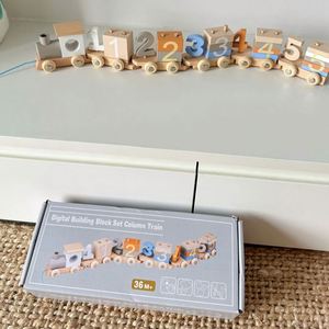Cadeaux pour garçons et filles de 1, 2 et 3 ans, ensemble éducatif de chiffres, jouets en bois en forme de train pour les tout-petits - Product Image 3