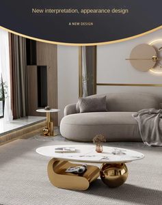 Tavolino da Caffè Ovale Allungabile in Marmo Lucido Italiano, Moderno e Resistente, per Soggiorno, Casa, Esterno, Cucina, Ospedale - Product Image 3