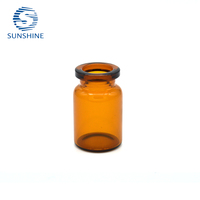 Flacon en verre ambré cylindrique de 5 ml avec bouchon en caoutchouc pour l'emballage de vaccins médicaux et de médicaments vétérinaires
