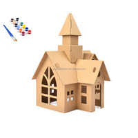 Kit de Manualidades para Colorear, Casa de Juegos de Papel 3D, Casa de Cartón para Pintar y Decorar, Hecha a Mano, para Niños
