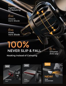 Support de téléphone mains libres LISEN pour grille d'aération, fixation de voiture réglable à 360° avec maintien automatique par gravité pour iPhone 17 16 15 Pro Max <span class=keywords><strong>Samsung</strong></span> - Product Image 6