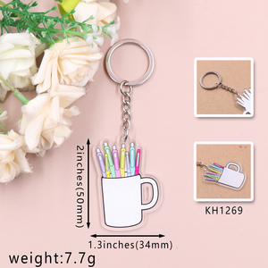 MD134KH1269 1 pieza Nuevo producto CN Teacher Coffee Mug Teach Pen TRENDY Teacher's Day Gift Llavero acrílico impreso - Product Image 4