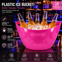 Seau à glace Yuan Bao en plastique PS antidérapant, grande capacité 12L, robuste et durable, avec poignée, logo personnalisé, couleur personnalisée pour bar