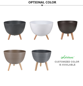 Vasi Alti Rotondi <span class=keywords><strong>in</strong></span> <span class=keywords><strong>Plastica</strong></span> Spazzolata con Gambe per Piante da Interno ed Esterno, Accessori Decorativi per Casa, Ufficio e Giardino - Product Image 2