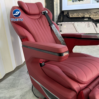 Siège de capitaine rouge en cuir avec appuie-tête ailé, inclinable électriquement et repose-jambes motorisé pour Buick GL8 Van