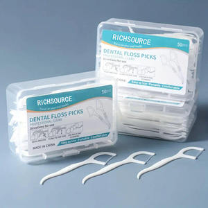 Premium Richsource Ergonomic Mint Flavor Dental Flosser & <span class=keywords><strong>Tooth</strong></span> Picks Bulk Pack 50pcs Each untuk Perawatan Kebersihan Mulut - Product Image 1