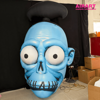 Modèle de tête de crâne bleue gonflable géante personnalisée 3M, accessoire d'horreur zombie pour la décoration de fête d'Halloween