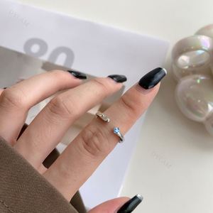 Dylam Adjustable 925 Sterling <b>Silver</b> Statement <b>Rings</b> with Colorful Stone Personalized Letter <b>Stacking</b> <b>Ring</b> for Women Girls - Product Image 4