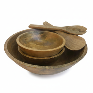 Fairwood Way extra large bol à salade en bois de manguier rustique de 15 pouces avec serveurs comprenant des couverts à salade en bois - Product Image 1