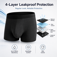 Sous-vêtements d'incontinence personnalisés avec logo, 300 ml, séchage rapide, 5 couches, contrôle des odeurs, lavables, boxers, caleçons d'incontinence