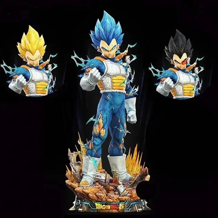 Aangepaste Levensgrote Handgemaakte Hars Dragon Ball Z Sculptuur Glasvezel Goku En Vegeta Standbeeld Vervangbaar Hoofd Vegeta Beeldje