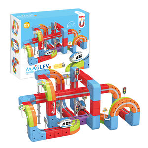 Huanuo 153 pièces Ensemble de blocs de construction magnétiques pour voiture sur rail, jouet éducatif Montessori, <span class=keywords><strong>petit</strong></span> <span class=keywords><strong>train</strong></span> à lévitation électrique, jeu de construction DIY pour enfants - Product Image 1