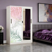 Armoire métallique à portes coulissantes détachables, design imprimé, prix de gros, pour vêtements (Lemari Pakaian)