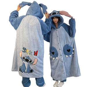 Pijamas de dibujos animados de invierno Pareja de ropa de casa de felpa gruesa Pijamas largos para hombres y mujeres Conjuntos de ropa de dormir - Product Image 5