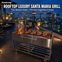 Barbecue portable moderne en acier inoxydable, style Santa Maria, pour extérieur, avec grille à hauteur réglable