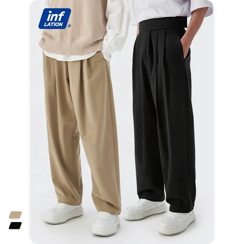 High Quality Simple Drape Trousers High Waist Wholesale Loose Fit Men's Woven Pants