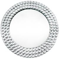 Assiettes de présentation rondes en argent miroir pour assiettes à dîner, avec bordure diamantée, vente en gros