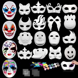 Maschera di carta bianca verniciabile per uomo e bambino mascherata per festa di Halloween <span class=keywords><strong>maschere</strong></span> Decorative in bianco - Product Image 1
