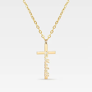 สร้อยคอสแตนเลสชุบทองจี้ชื่อตัวอักษรไขว้ - Product Image 3