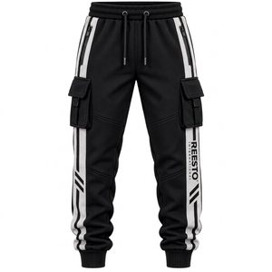 OEM <b>men's</b> <b>cargo</b> sweatpants supplier <b>men's</b> streetwear <b>cargo</b> <b>joggers</b> with side stripes custom <b>men's</b> athletic sweatpants - Product Image 1
