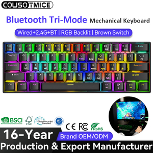 AMZ Offre Spéciale sans fil Bluetooth Triple Modes 60% <span class=keywords><strong>Clavier</strong></span> de jeu RVB 61 touches Commutateur <span class=keywords><strong>rouge</strong></span> <span class=keywords><strong>Clavier</strong></span> mécanique 60 pour cent - Product Image 1