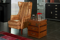 Armoire de chevet en cuir style rétro, meuble pour divan forme carrée, table basse, meuble à vendre