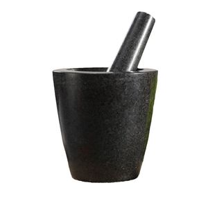 Black Stone Mortar And Pestle Garlic Crusher Manual Household <b>Grinder</b> Durable <b>Herb</b> Spice Tool - Product Image 1