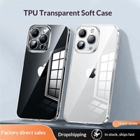Coque de téléphone portable transparente en TPU souple antichute et antichoc avec découpe de précision pour iPhone 12 13 14 15 16 17 Pro Max