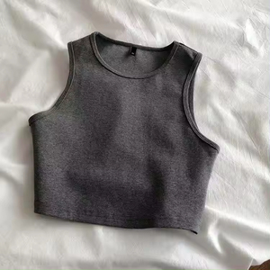 Tops cortos de Fitness con cuello redondo para <span class=keywords><strong>mujer</strong></span>, camiseta <span class=keywords><strong>sin</strong></span> mangas Sexy básica, ropa deportiva con estampado, <span class=keywords><strong>camisetas</strong></span> <span class=keywords><strong>sin</strong></span> mangas recortadas ecológicas - Product Image 4