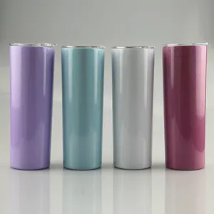 20oz paslanmaz çelik sıska tumbler glitter renkler çift duvar yalıtımlı vakum kahve kupalar payet ile