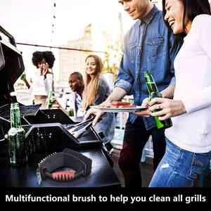 Hot Selling Metal BBQ Grill Brush 3 in 1 Cleaning Tool with Soft <b>Sponges</b> & Stainless Steel Scraper Heat Resistant - Product Image 6