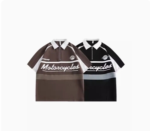 Vintage-T-Shirt 100 % Baumwolle Polo für Herren amerikanischer Stil <span class=keywords><strong>Patchwork</strong></span> Farben Übergröße Herren Oberteil Unisex Paar Sommer Kurzarm - Product Image 2