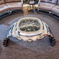 Table basse de luxe en acier inoxydable en forme de montre, plateau en verre moderne et créatif, pour salon, hôtel, décoration de meubles