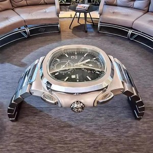 Luxury Watch Shape Stainless Steel Coffee <strong>Table</strong> Modern Creative Glass <strong>Top</strong> Center <strong>Table</strong> Living Room Hotel Furniture <strong>Decor</strong> - Product Image 1