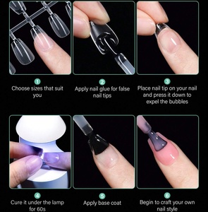 Demi-couverture souple, embouts de gel extra courts, extension d'ongles français, <span class=keywords><strong>modèle</strong></span> de faux ongles longs, 600 pièces par boîte - Product Image 5