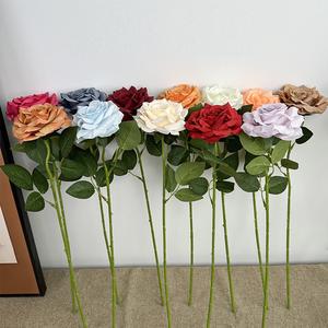 Vente en gros de rose artificielle en soie bouclée <span class=keywords><strong>Anna</strong></span> à <span class=keywords><strong>film</strong></span> unique bordeaux, roses blanches rouges bouclées à la main de qualité supérieure pour bouquet de fleurs - Product Image 1