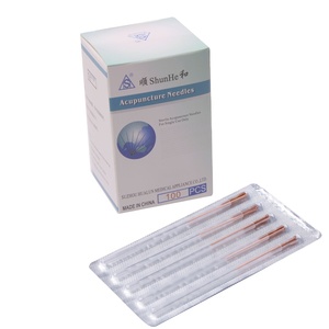 Shunhe 100 pièces/boîte Aiguilles d'<span class=keywords><strong>acupuncture</strong></span> stériles jetables à manche en acier inoxydable certifiées CE ISO avec emballage en papier de dialyse - Product Image 3