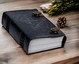 Journal en cuir fait main avec pentagramme noir en relief, personnalisable, format A5 et A4, carnet de croquis, couverture en papier, carnet de dessin, journal intime - Product Image 2