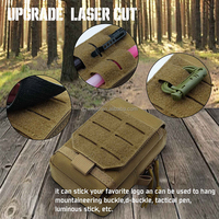 Kantong Ponsel Taktis Khaki 1000D Custom Laser Cut, Tas Pinggang MOLLE EDC Ringkas untuk Penyimpanan Ponsel, Cocok untuk Aktivitas Luar Ruangan dan Penggunaan Sehari-hari