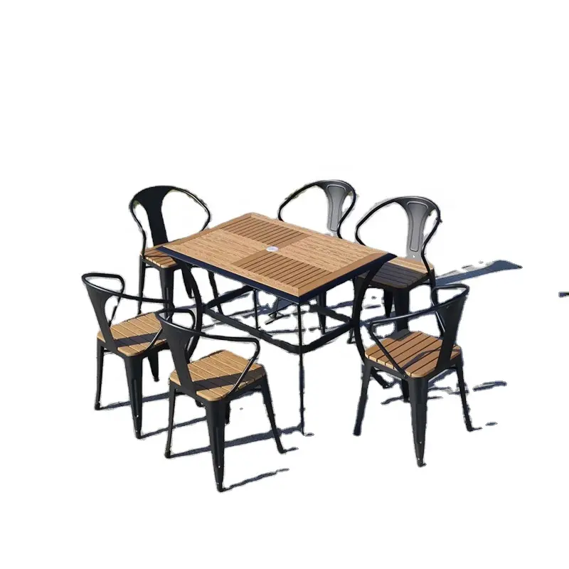 เก้าอี้โต๊ะไม้พลาสติกใหม่ขายส่งจากโรงงานจีนเก้าอี้โต๊ะหลังคากลางแจ้งเฟอร์นิเจอร์เก้าอี้สวนวันหยุด