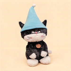 Peluche Chat Paresseux avec Chapeau de Sorcier, Visage Mignon et Triste, Série Guérison, Poupée Chat Fleur, Cadeau Tendance - Product Image 4
